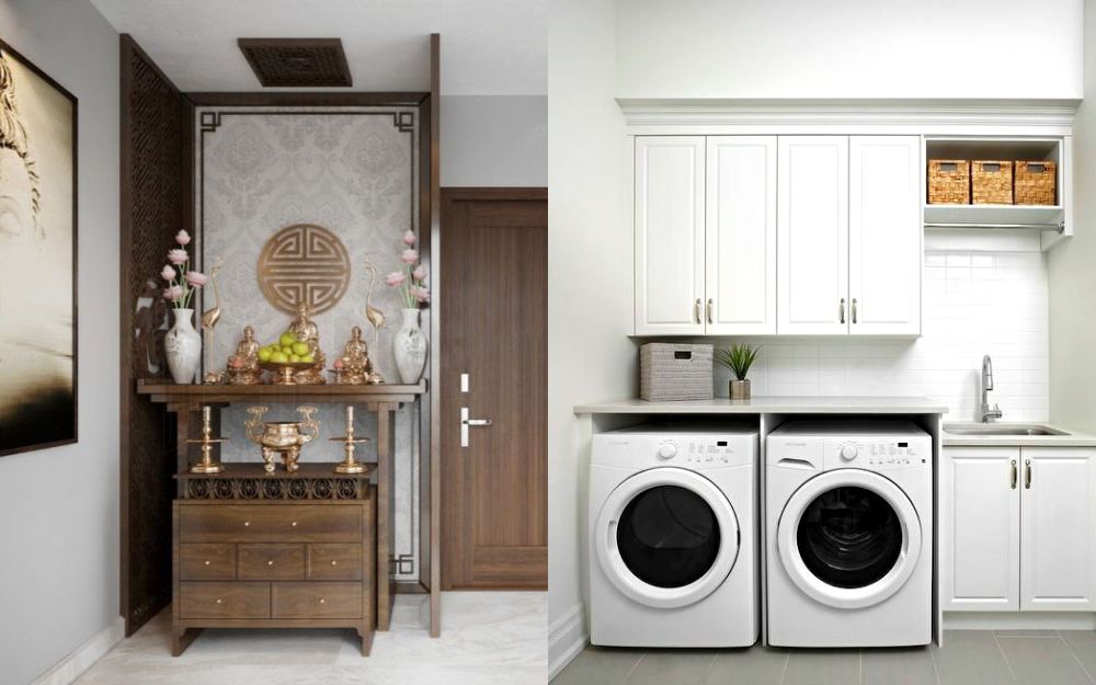 Phòng thờ là khu vực linh thiêng, đại diện cho yếu tố tâm linh trong gia đình