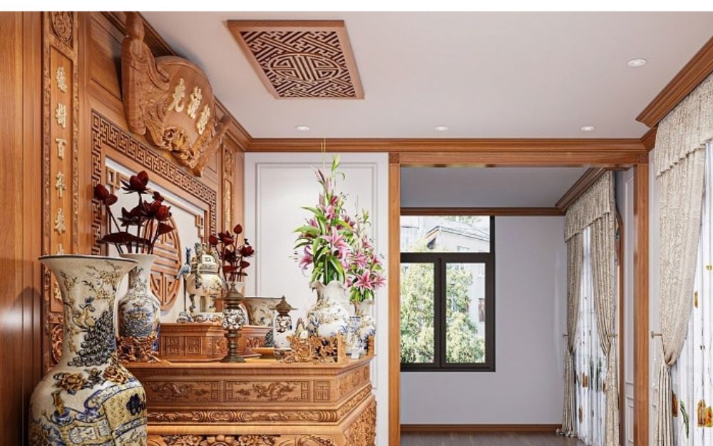 Vách ngăn là giải pháp quan trọng giúp cách ly trường khí giữa phòng thờ và phòng giặt