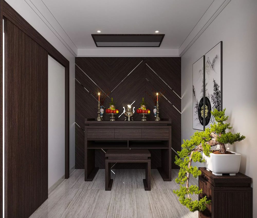 Xoay hướng bàn thờ sao cho không đối diện trực tiếp với cầu thang