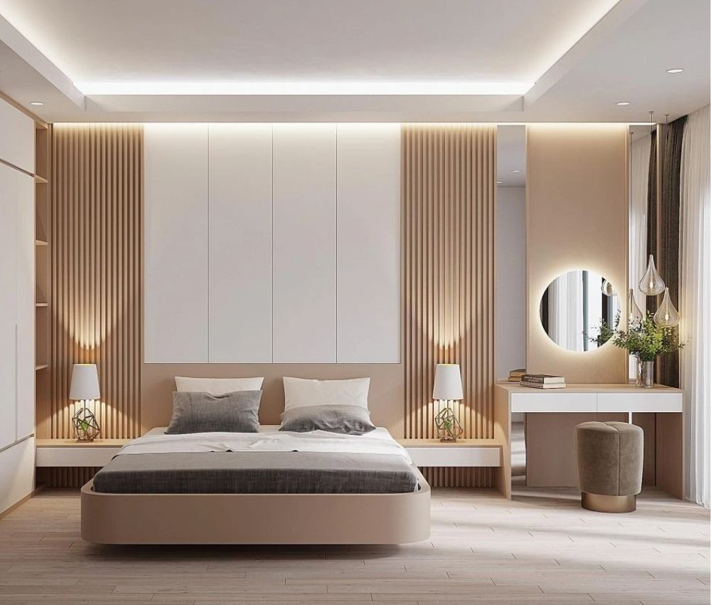 Phòng ngủ lớn trên 25m² có thể phân chia không gian thành nhiều khu vực chức năng