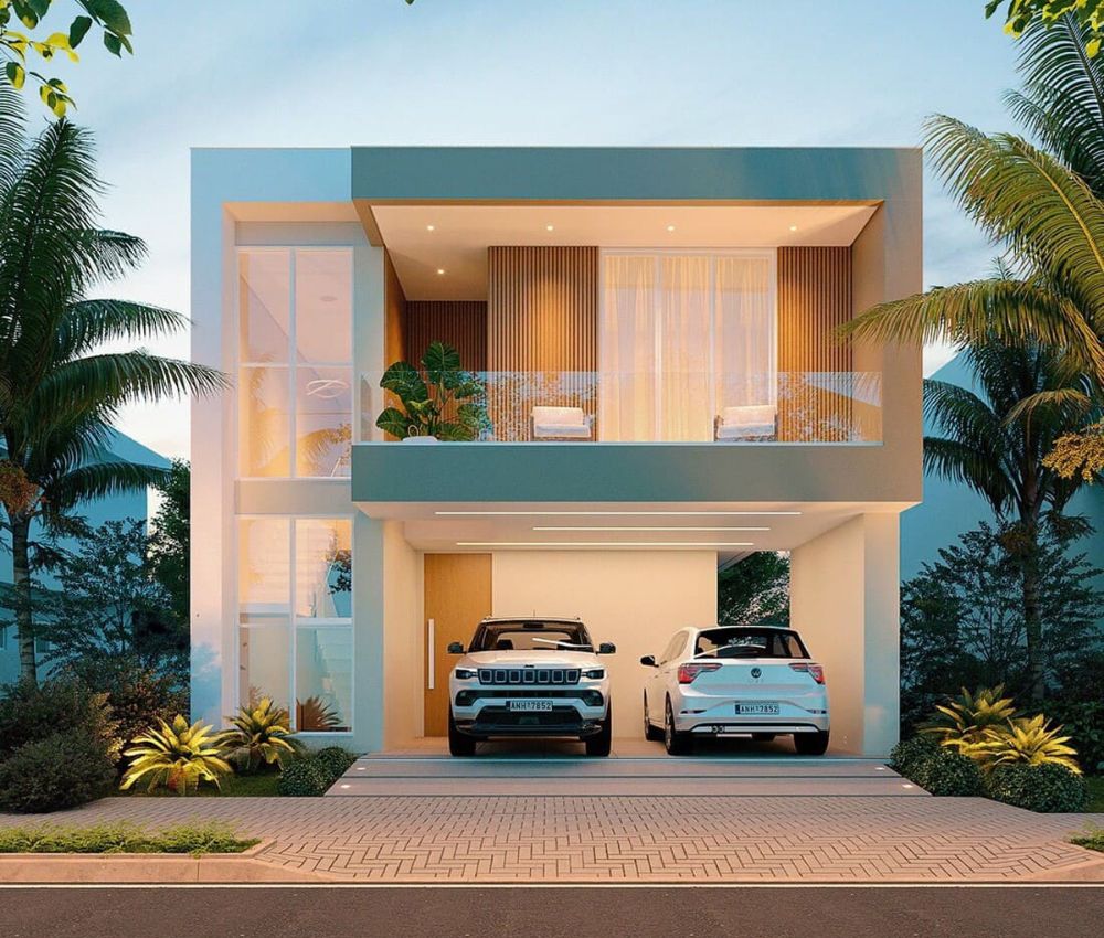 Thiết kế bán hầm giúp tách biệt hoàn toàn khu vực đỗ xe khỏi không gian sinh hoạt