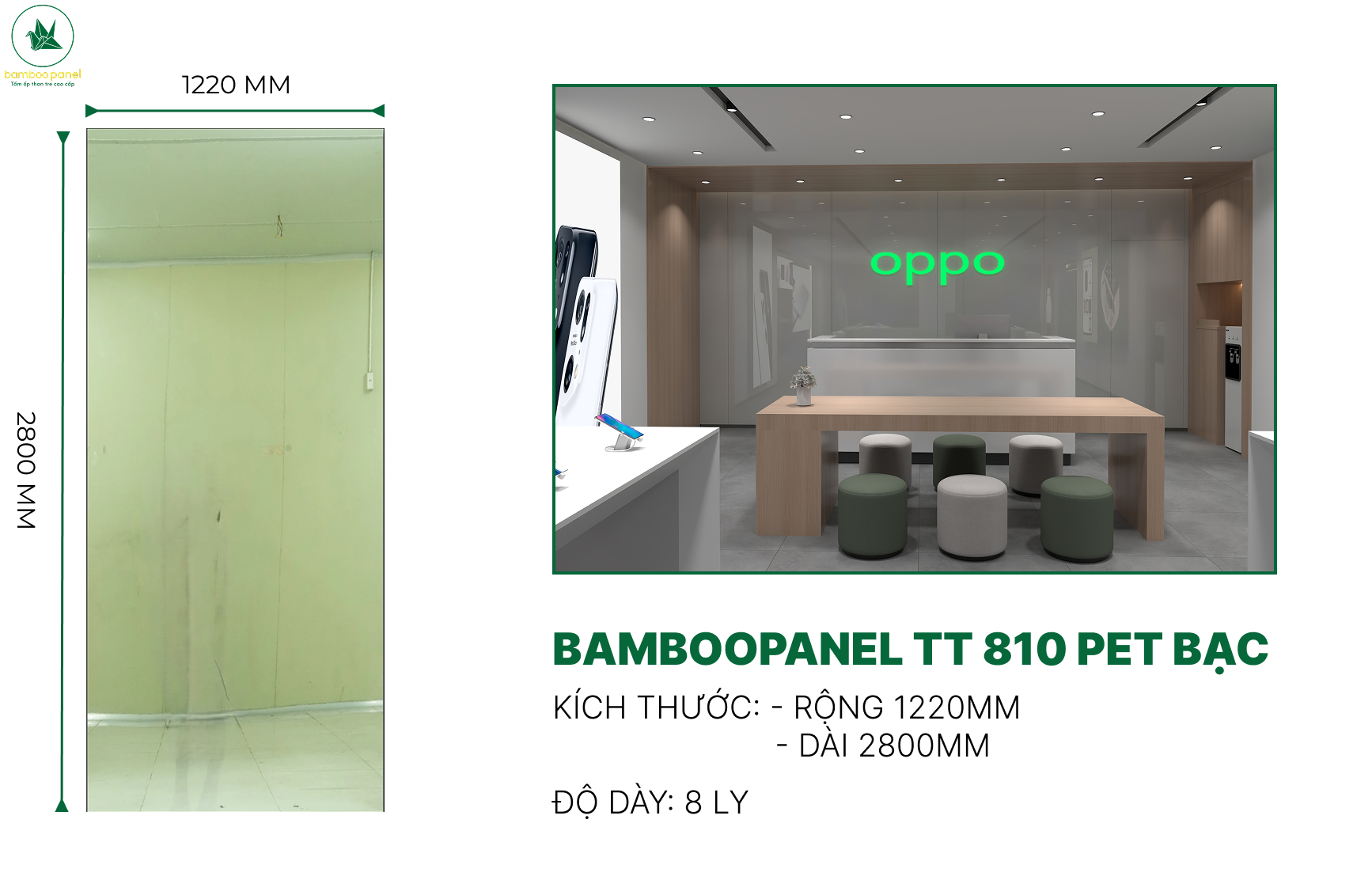 Tấm ốp than tre vân tráng gương có giá khoảng 800.000 đồng/m² - 1.200.000 đồng/m²