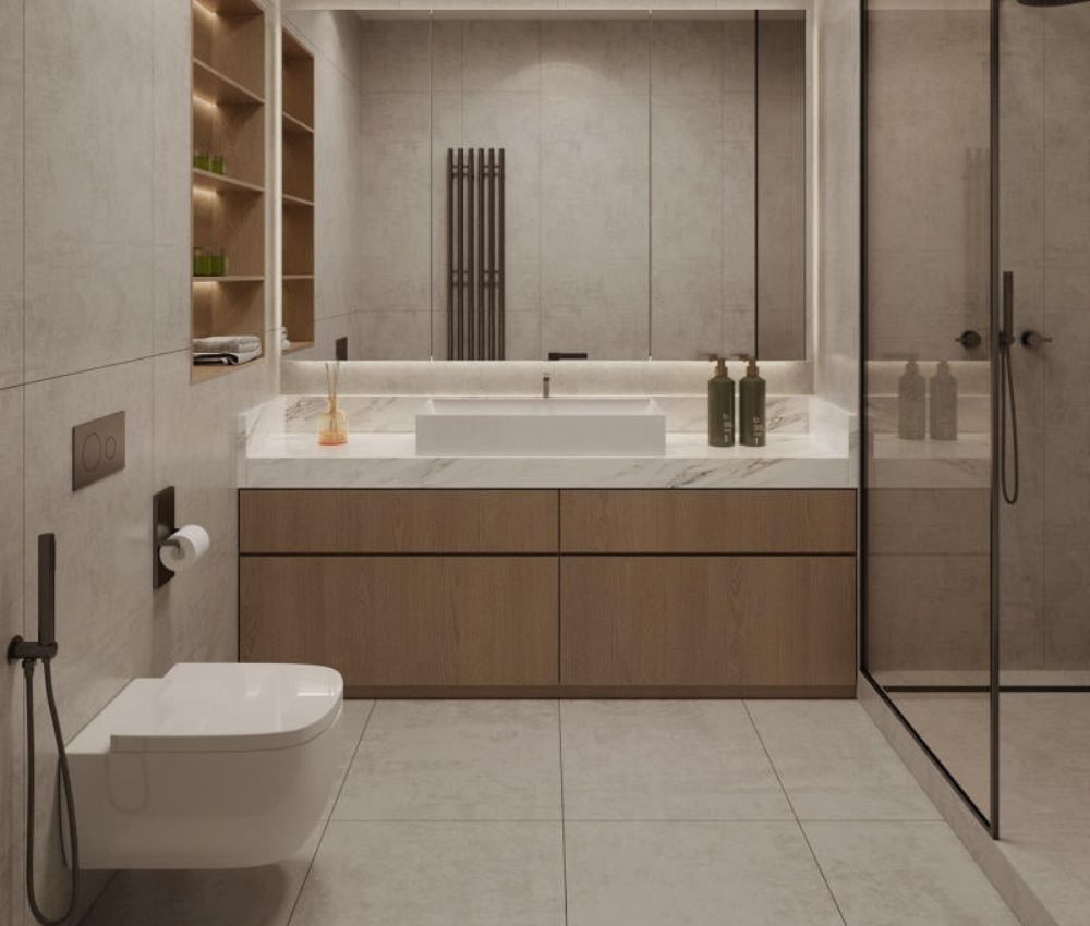 Chiều cao vách ngăn nhà vệ sinh trong nhà ở thường linh hoạt tùy từng gia đình