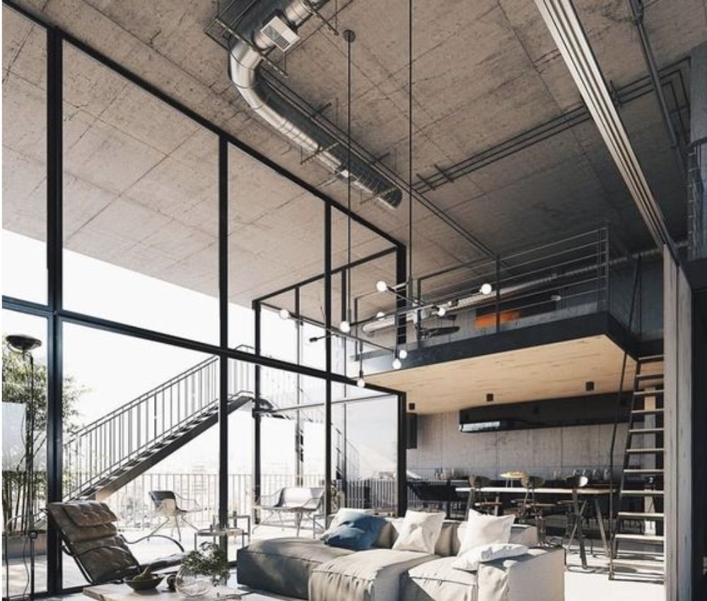 Trần bê tông phù hợp với các công trình mang phong cách industrial