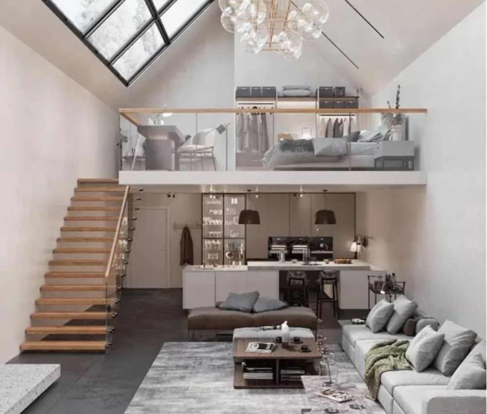 Nhà ống đô thị có chiều ngang hẹp nhưng chiều cao lớn phù hợp bố trí gác lửng