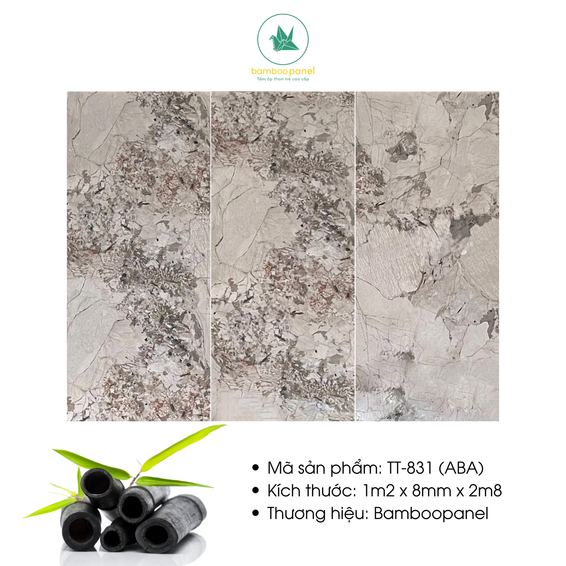 Tấm ốp than tre vân đá PET A-B-A TT-831 - Ảnh 3