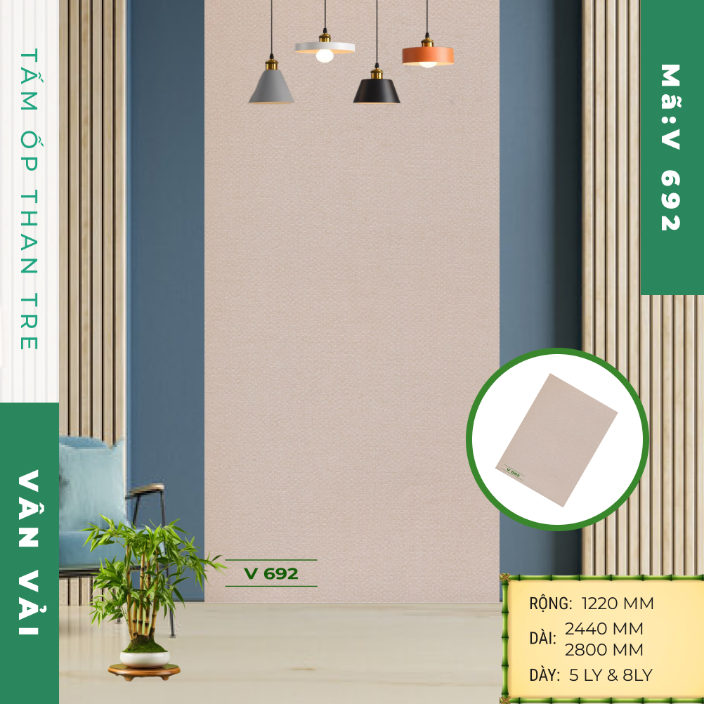 Tấm ốp than tre vân vải V 692 - Ảnh 2